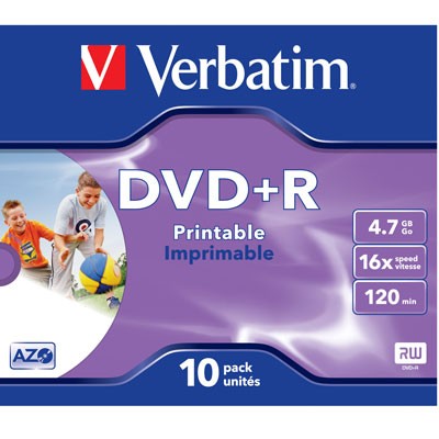 Verbatim DVD+R Inkjet, 4,7 GB, 10er Jewelcase
