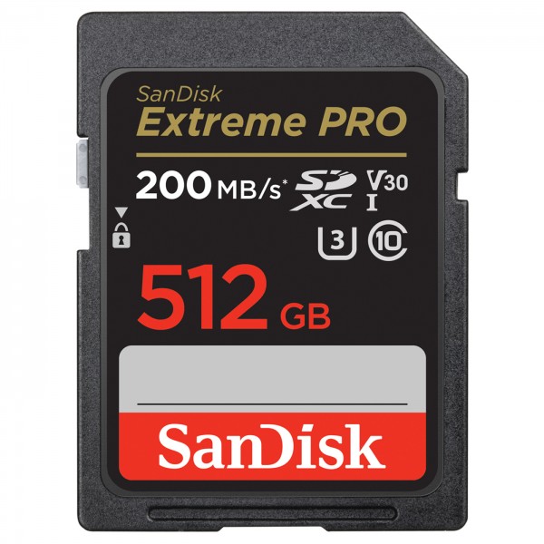 SanDisk SDXC Extreme Pro 512GB, UHS-I, 200 MB/s
