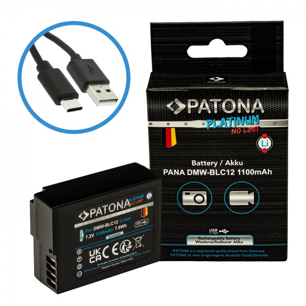 PATONA Akku mit USB-C Input Typ PanasonicDMW-BLC12