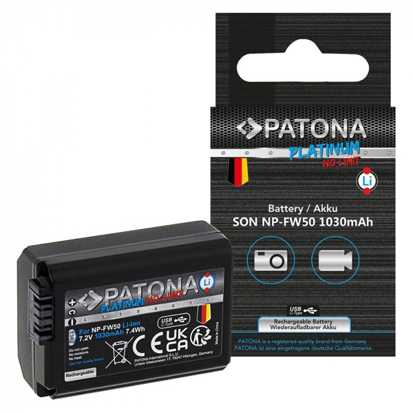 PATONA Akku mit USB-C Input Typ Sony NP-FW50