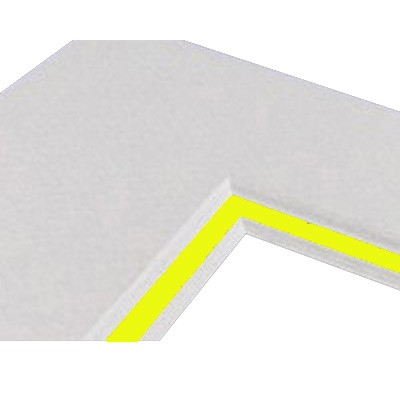 Passepartoutkarton 40x50cm, weiß - Kern gelb