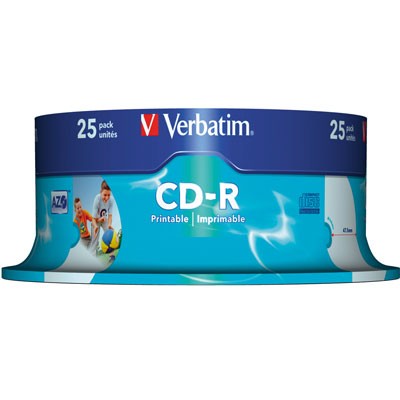 Verbatim CD-R Inkjet, 700 MB, 25er Spindel