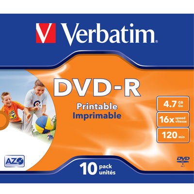 Verbatim DVD-R Inkjet, 4,7 GB, 10er Jewelcase