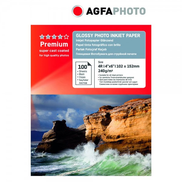 Agfa Photo Premium Papier Glossy 240g 100 Bl.10x15