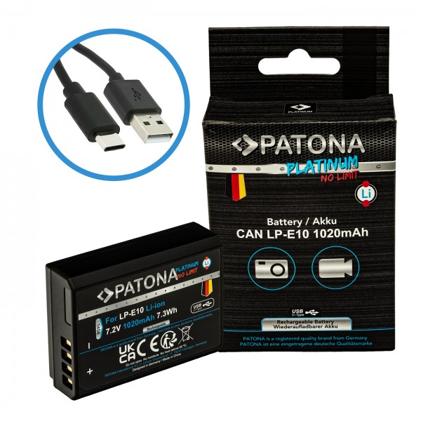 PATONA Akku mit USB-C Input Typ Canon LP-E10